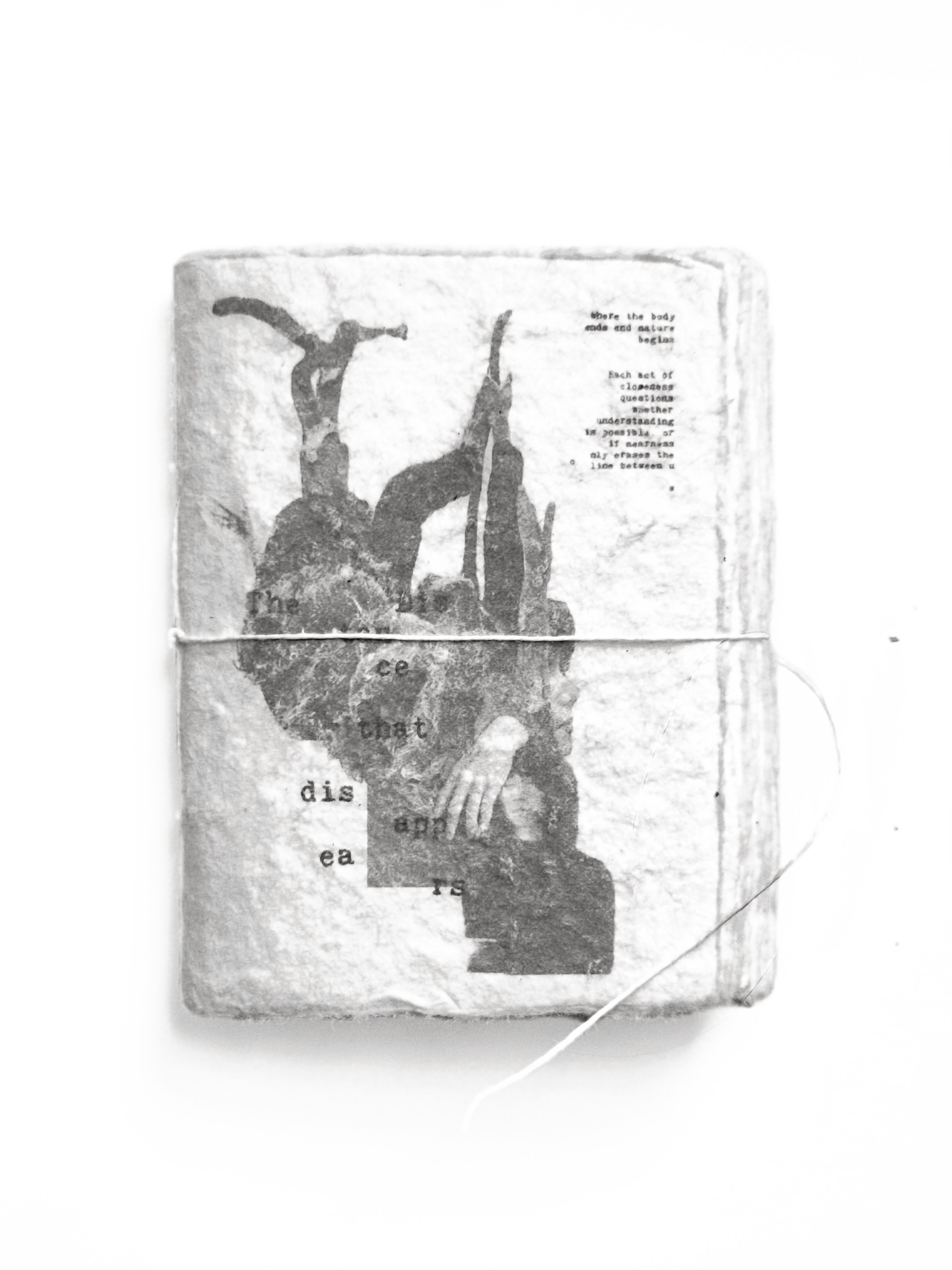 Cover of Tangible Silence, laid flat — printed on cashmere-cotton paper.